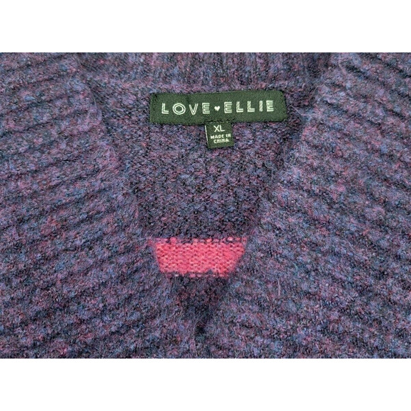 Love Ellie Womens XL‎ Sweater Acrylic Purple Pink Striped V Neck Cozy Knit Soft - Picture 4 of 5